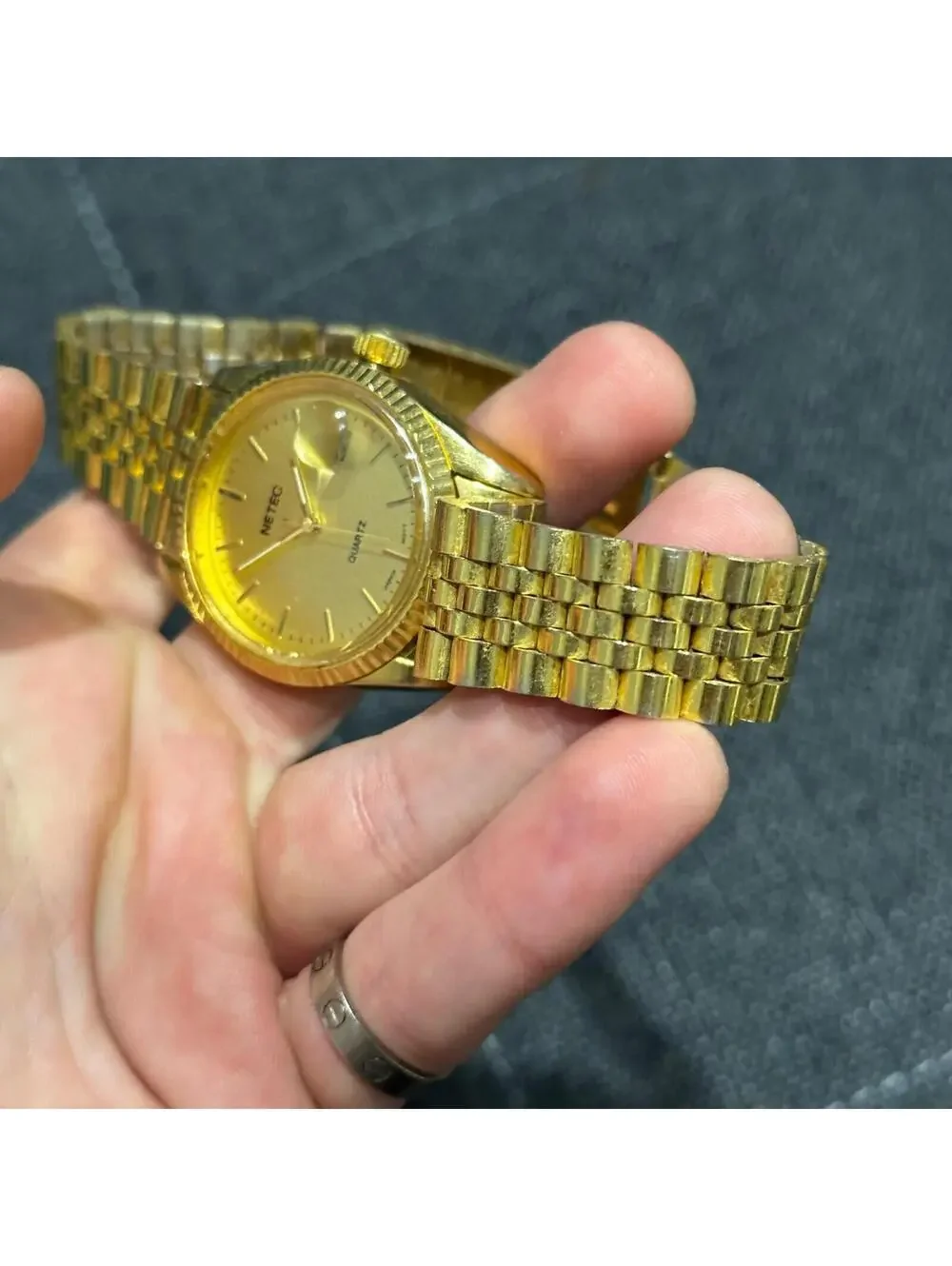 Vintage Netec Womens Gold Tone Watch Needs Battery Japan Movement Quartz